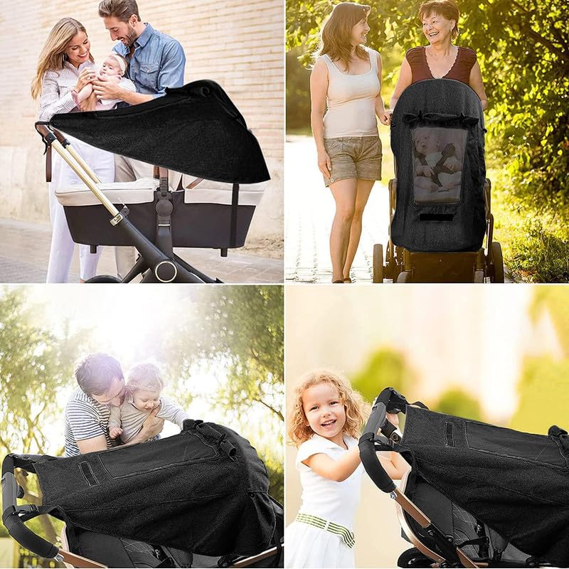 UPF 50+ UV Protection Stroller Sun Shade - Universal Cover With See Through, Waterproof and Breathable Extender, Baby Sun Protection Accessories - Image 5