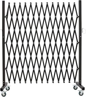 Industrial Metal Expandable Barricade, 11 Feet, Easily Assembled Portable Safety Barrier with Casters, Flexible Mobile Barrier Gate, Adjustable Traffic Fence