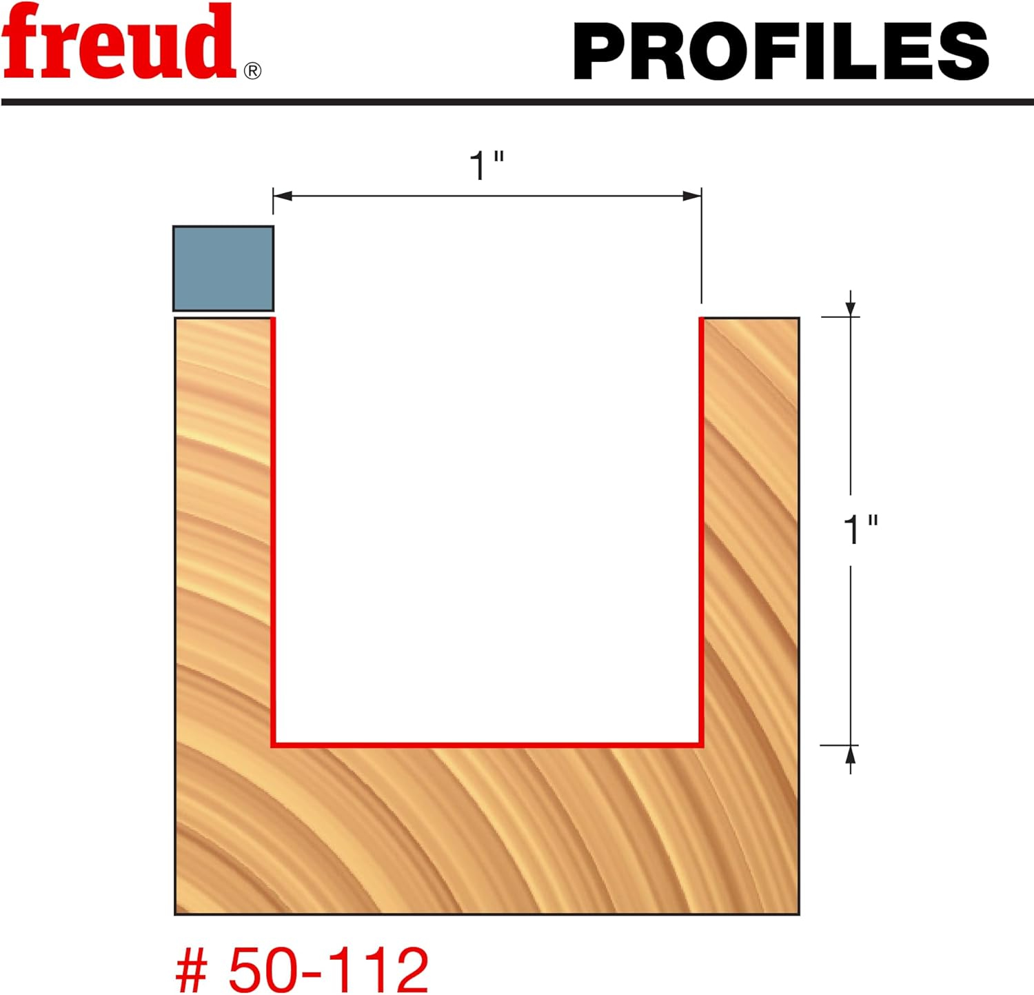 Freud 50-112: 1" (Dia.) Top Bearing Flush Trim Bit with 1/2" Shank