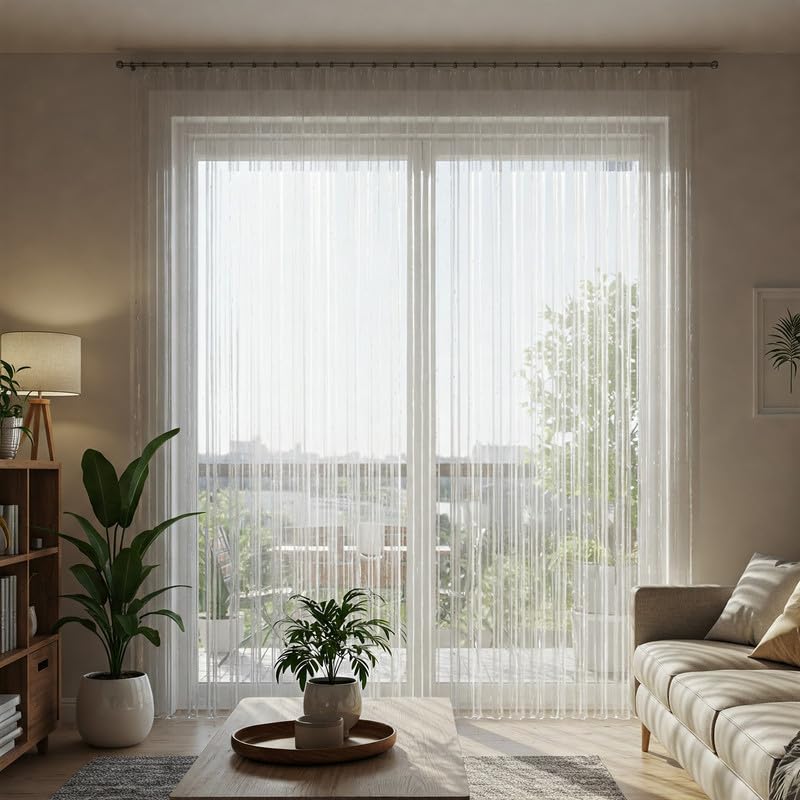 Image of PVC AC Transparent Strip Curtain for Industrial & Commercial Use - Heavy Duty, Anti-Dust, Anti-Insect - Energy Saving - Size: [4.5 ft x 7 ft] 0.50 mm - Clear Vinyl Strip Pack of 1