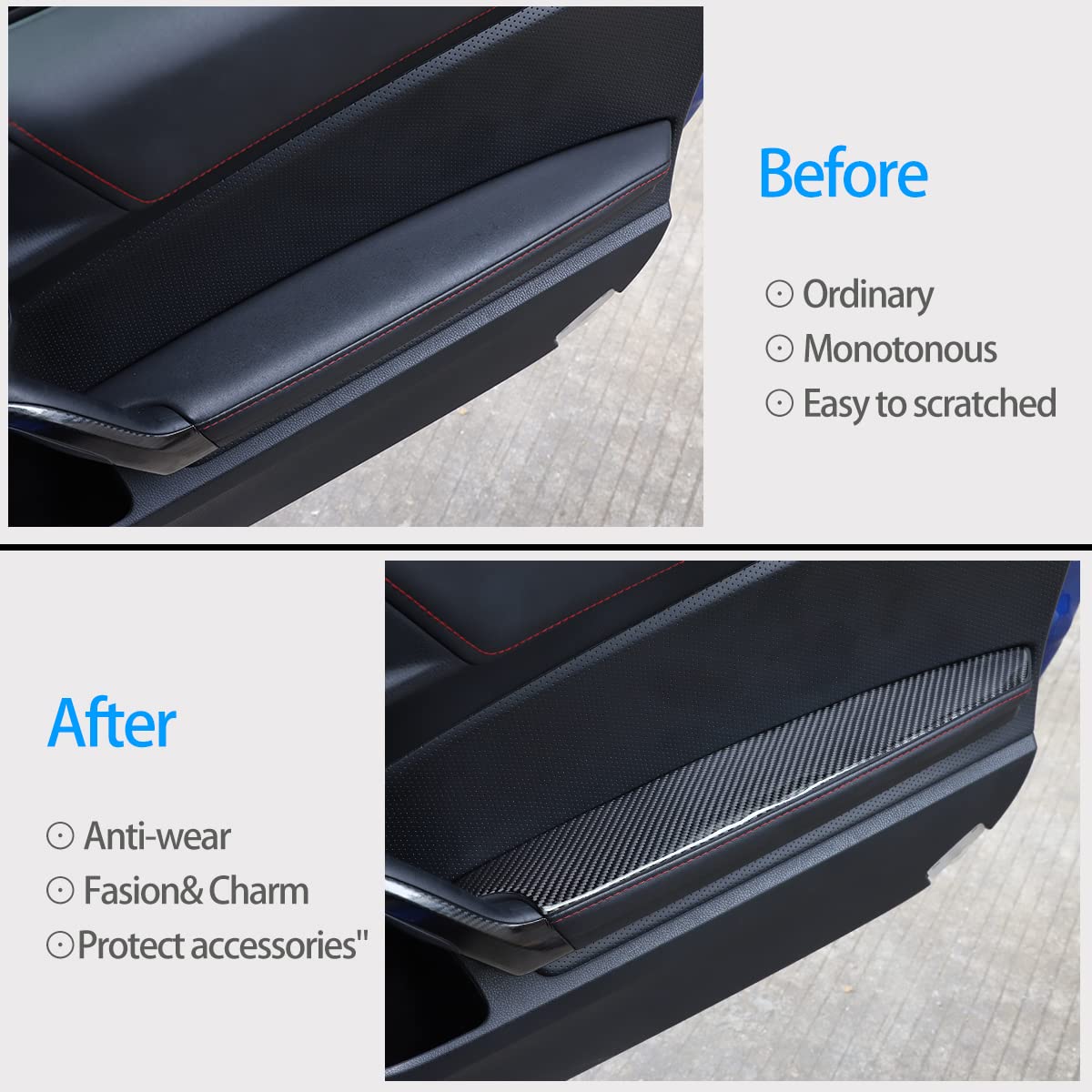 CHEAYAR Wewnętrzny panel przednich drzwi z prawdziwego włókna węglowego, osłona podłokietnika, dekoracja wnętrz, kompatybilny z Subaru BRZ i Toyota 86, 2016-2020, akcesoria samochodowe, 2 szt.