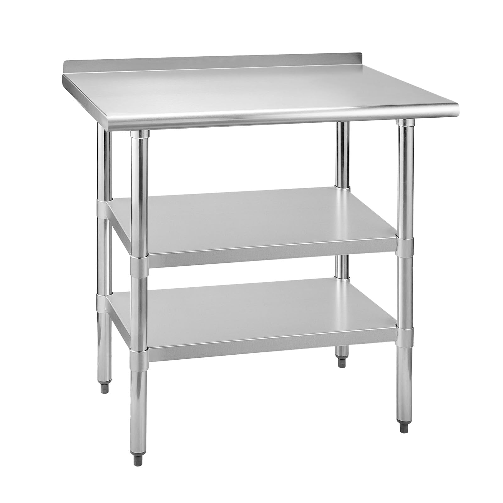 Stainless Steel Table 24 x 36 Inches Metal Prep Worktable with 2 Adjustable Undershelves & Backsplash for Commercial Kitchen, Outdoor, Restaurant, Hotel & Garage