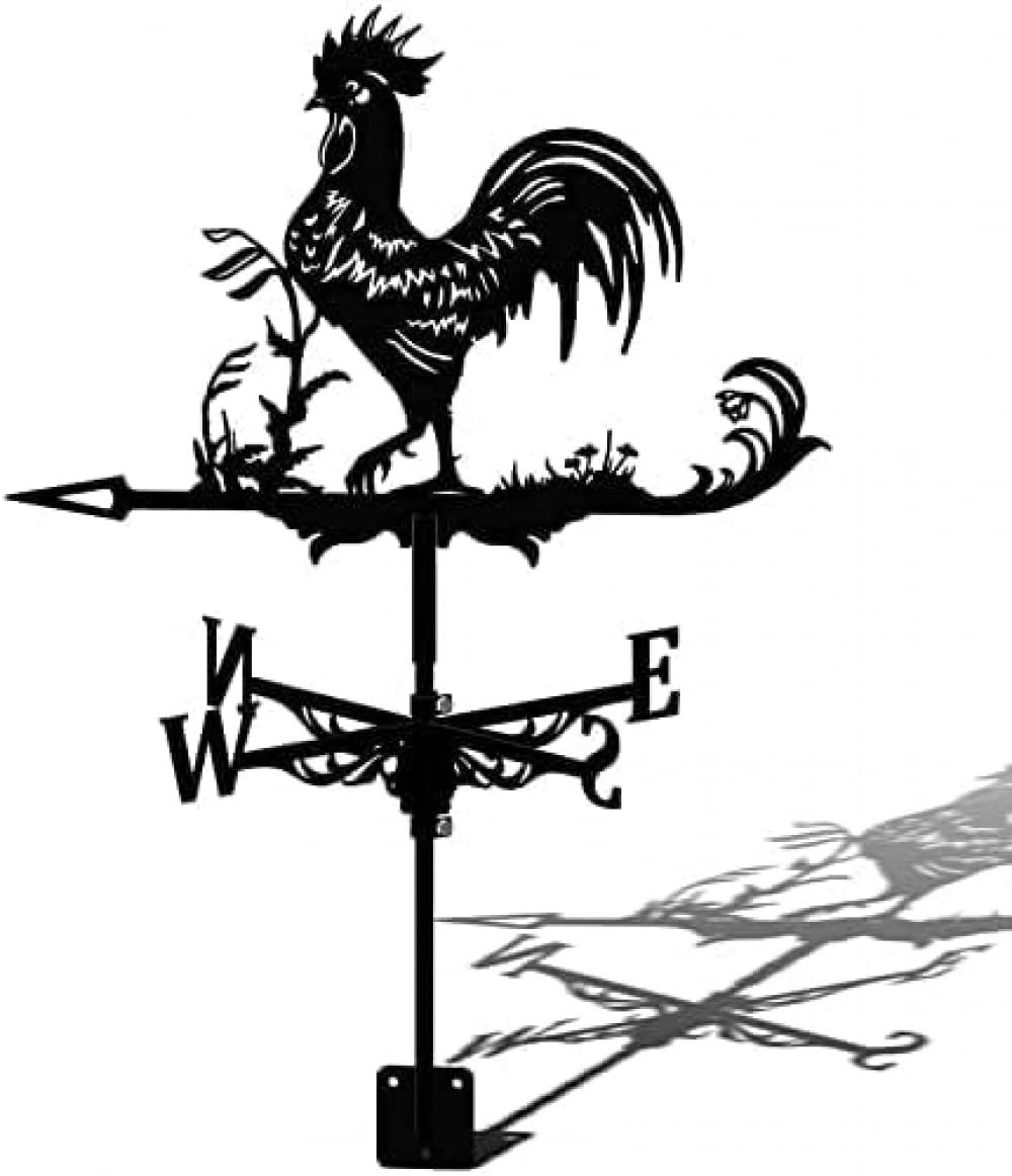 WIQUYBML Wind Vane Weathervane Stainless Steel Chickens Weather Retro Direction Indicator Farm Scene Garden Stake Measuring Tools