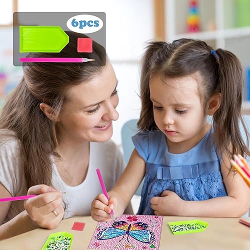 Miniatura 8 de Labeol Kit de arte de diamante 5D de 6 piezas para niños, kit de pintura de cristal, fácil pintura, juego de manualidades para el hogar 5D taladro