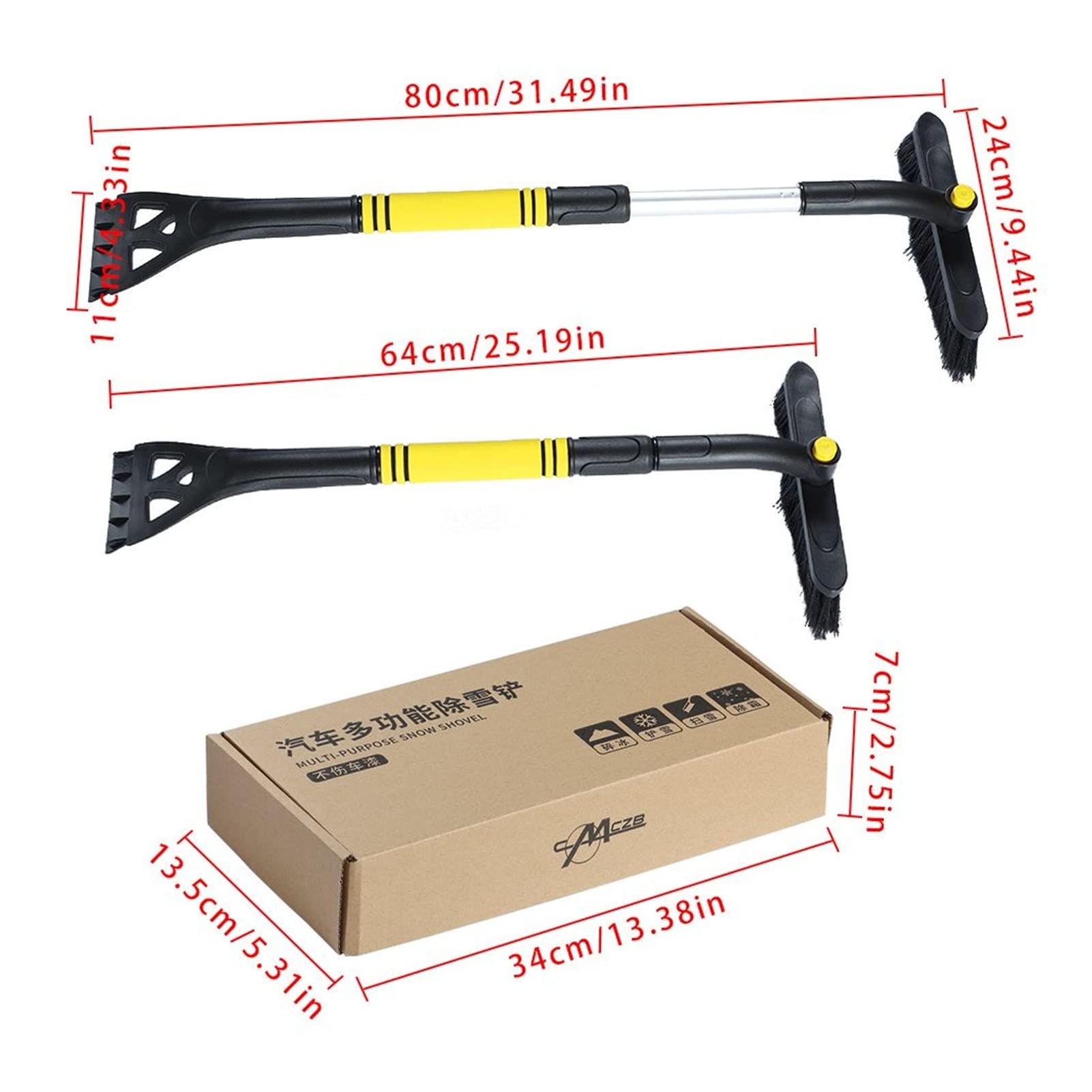 Brosse à Neige pour Pare-Brise 1 PC Brosse à Neige Extensible pour Pare-Brise de Voiture avec poignée en Mousse Compatible avec Camion SUV Véhicule Windows Grattoir à Neige Déglaçage