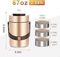Vista 15 de 51 oz Adults Stainless Steel Vacuum Insulated Wide Mouth Soup Food Hot Food Jar with Keep Thermal Portable 2 Tier Stackable Bento Hot Food 51 oz Red