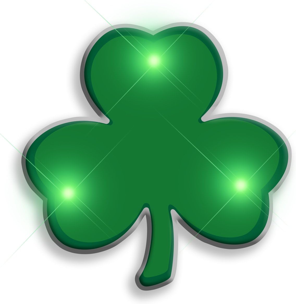 Green Shamrock Light Up Flashing LED Lapel Pins (Set of 25)