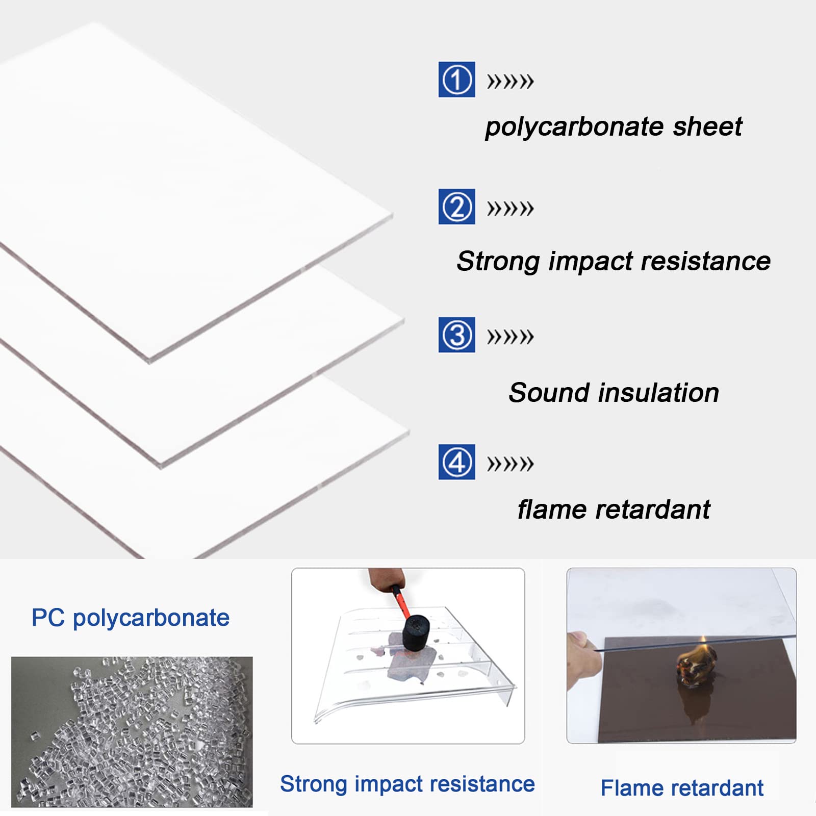 Tettoia Per Porta D'Ingresso 120x60 Cm - Copertura In Policarbonato E Alluminio - Protezione Da Pioggia E Neve - Nero