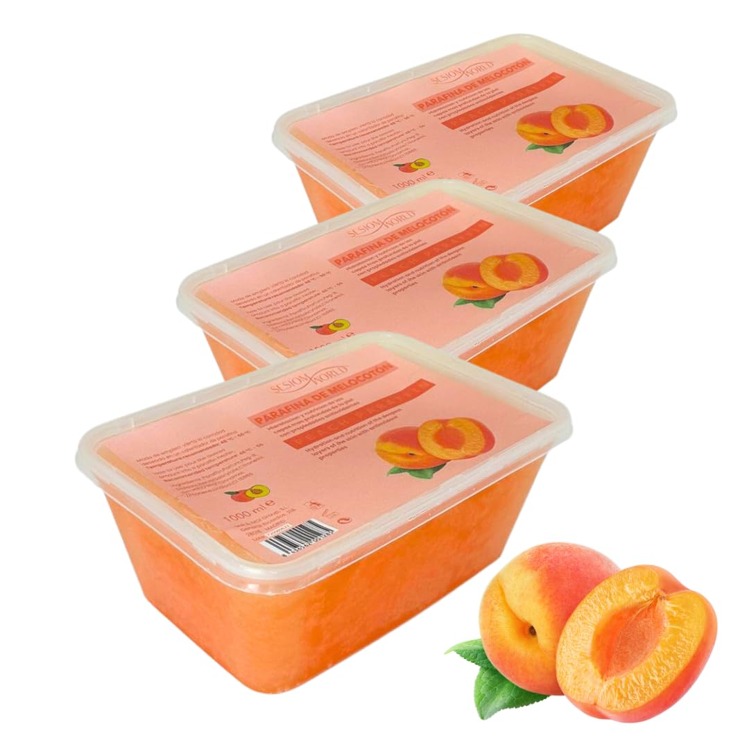 PARAFINA MELOCOTÓN para Manos y Pies PACK 3 x 1000ml - Parafina hidratante de Melocotón Antioxidante