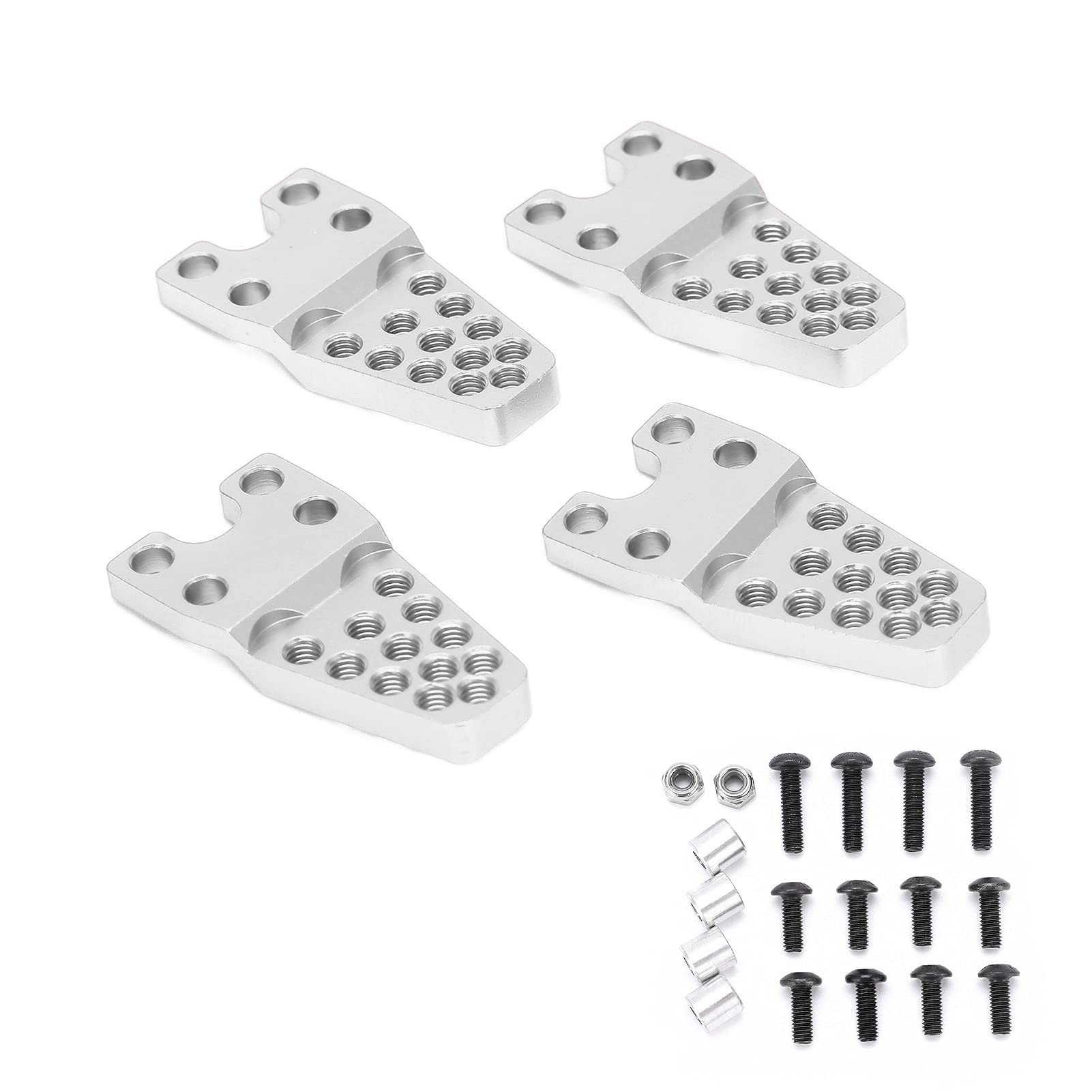4 Soportes RC, Soportes amortiguadores para Coches RC, aleaci¨®n de Aluminio Duradera, Accesorios de Montaje de Repuesto estables para Coches de Escalada de simulaci¨®n 1:10 1:8 (Plateado)