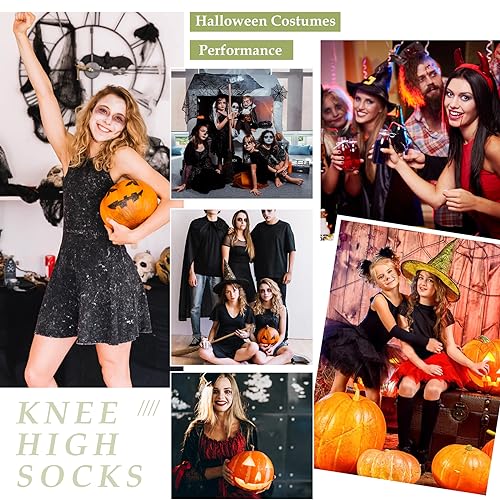 Image of Zando Knee High Socks for Women Striped Athletic Long Tall Tube Socks Outdoor Sports Casual Thigh High Stockings