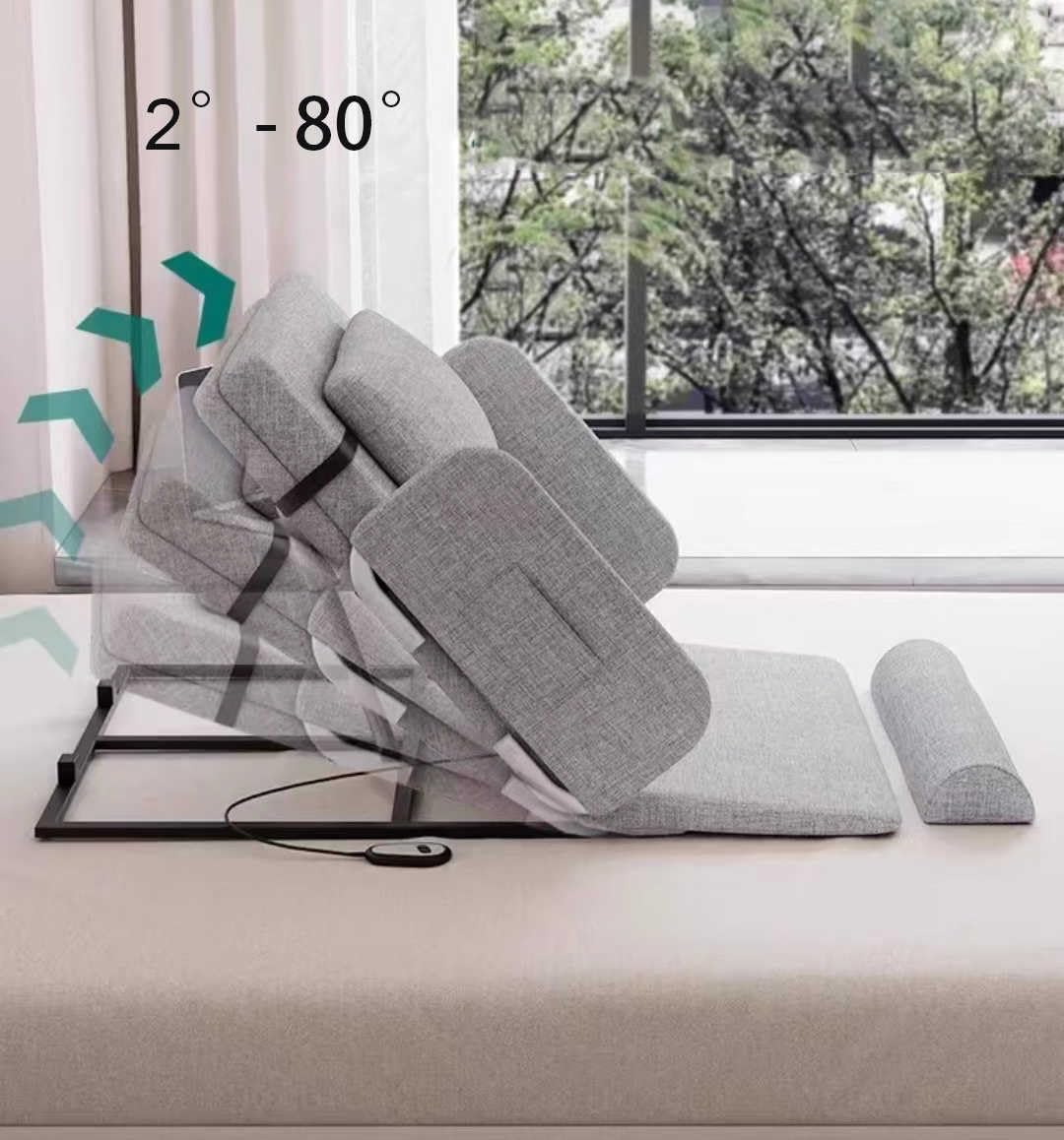 Dossier de lit électrique réglable, Dossier de lit relevable, Oreiller de Soutien électrique, tête de Cou Pliable Portable et Soutien Lombaire, pour Personnes âgées et handicapées