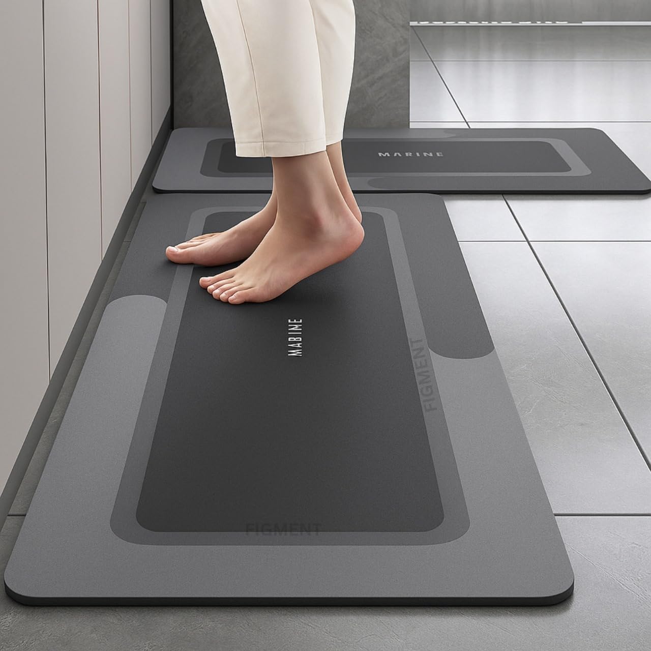 Figment 2 Pcs Kitchen Mats - Waterproof Memory Foam Standing Desk Floor Mat Non Slip Rugs, Comfort Runner Rug Floor Carpets For Kitchen Home Office, Sink & Laundry, Multicolor(120 * 40 cm, 40 * 60 cm)