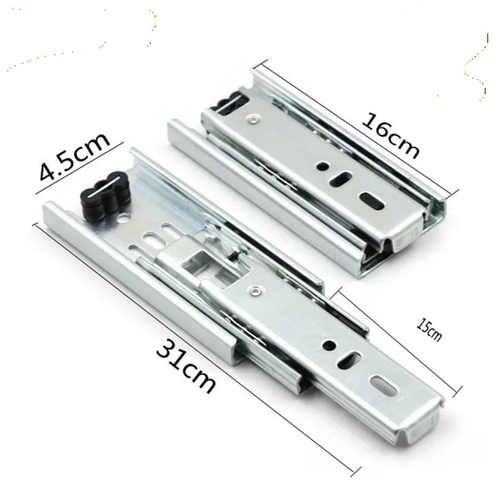 Mini Guide For Cassetti Rimovibili A 3 Sezioni Da 4/6/8 Pollici, 2 Pezzi | Mini design rimovibile; 3 sezioni con dimensioni 4/6/8"; set di guide for armadio in 2 pezzi(Black,6 inch 16cm)