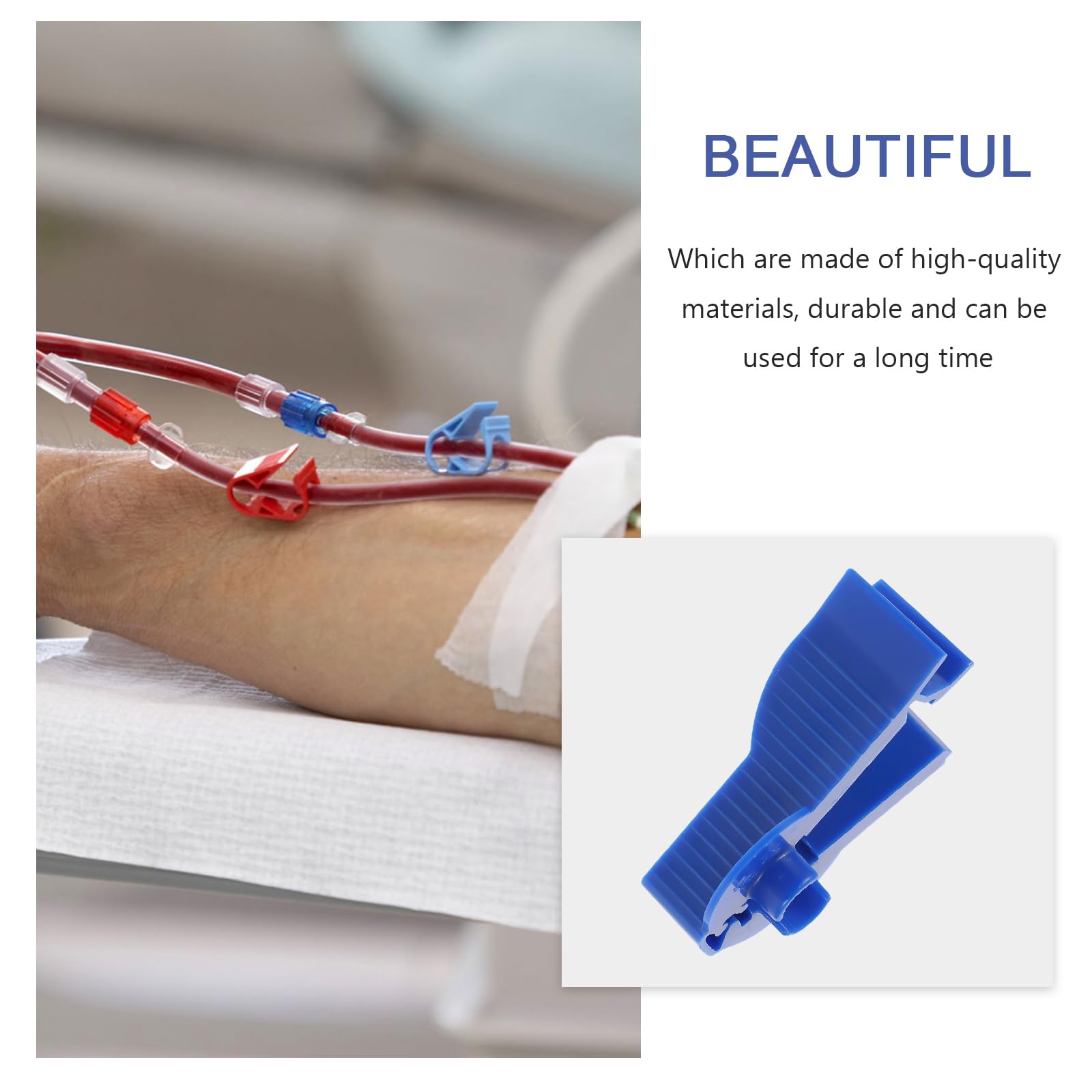 Healifty Lot de 3 colliers de serrage pour cathéter, tubes de dialyse - Bleu