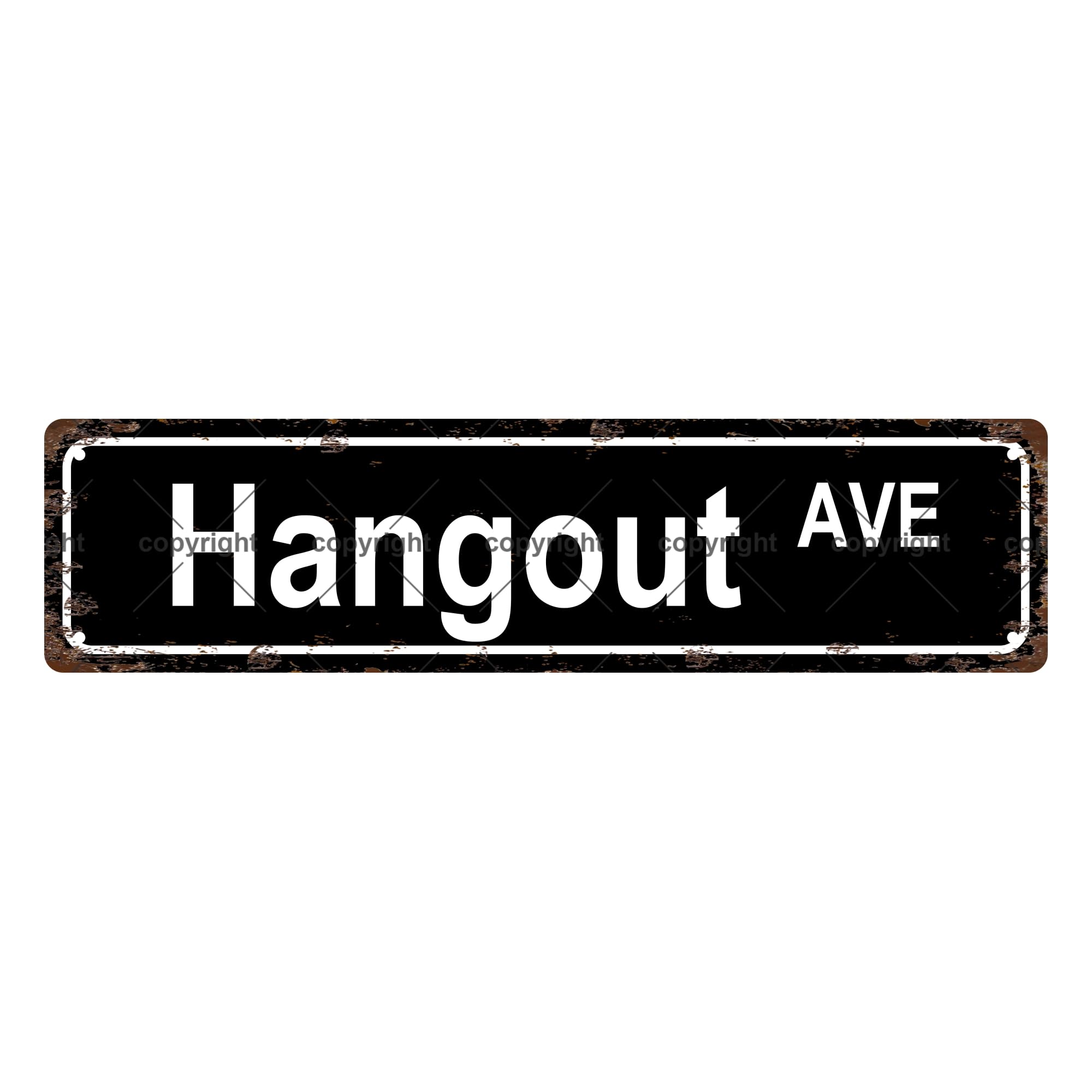 Hangout AVE TIME Metal Tin Street Sign Bar Cafe Garage Cave Home Room Wall Bathroom Farmhouse Garden Porch Patio Decor,4x16 Inch