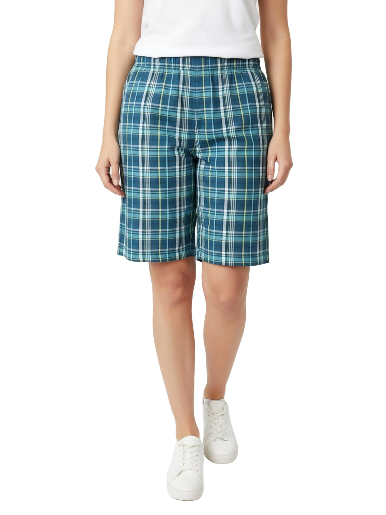 twist99 Women's Cotton Checkered Shorts – High Waist Lounge Shorts with Pockets | Regular & Plus Sizes-picture-52