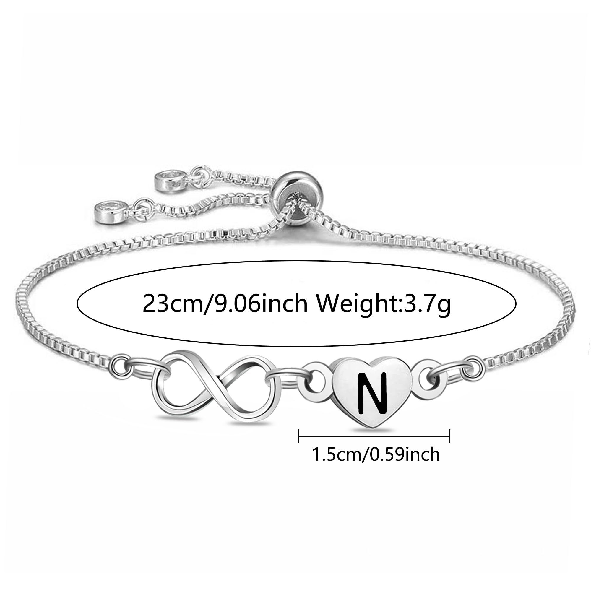 SAMORION Lettere Braccialetti Infinity Gioielli,Acciaio Inossidabile Infinity Braccialetti Pendenti Per le Donne,Mamma Figlia, Amici Sorella Infinito Bracciali Cuore Gioielli Regalo Regolabile