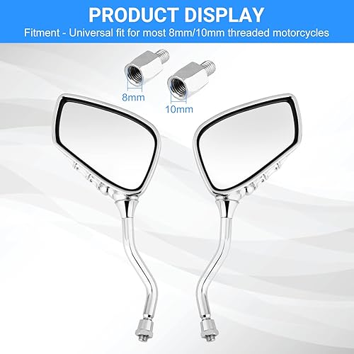 Miniatura 7 de OXMART Espejos retrovisores universales de 80.394in con diseño de calavera para motocicleta, cromados, ABS, retrovisor, compatible con Harley Honda,