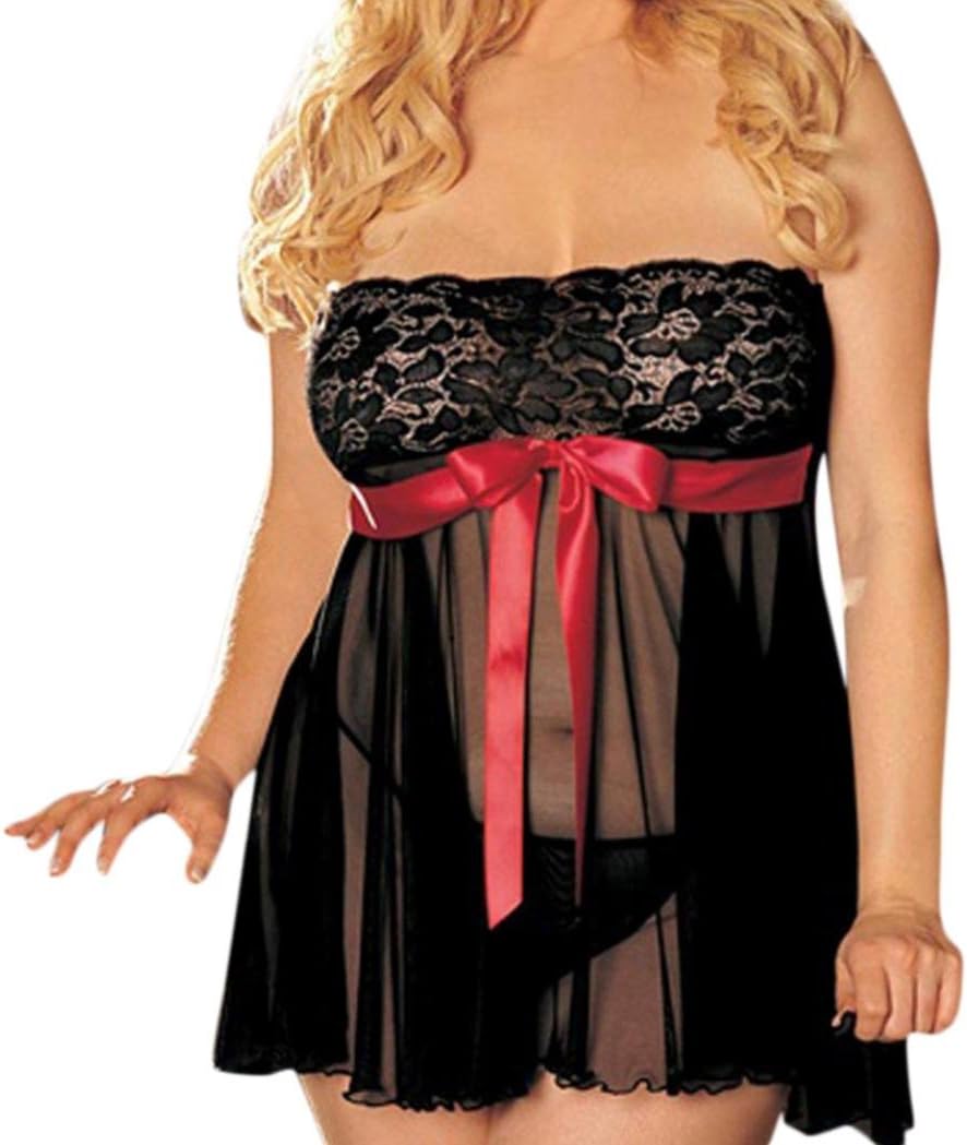 Sexy Lingerie Set Women's Ronamick Temptation Lace Sexy Lingerie Women Lace Babydoll Negligee Lingerie Passion Ling Galleries Lingerie Women Underwear V-neck Jumpsuit, black, L