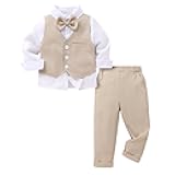 YOUNGER TREE Toddler Boy Clothes Suit Gentleman Wedding Outfits Baby Formal Dress 4-Piece Set