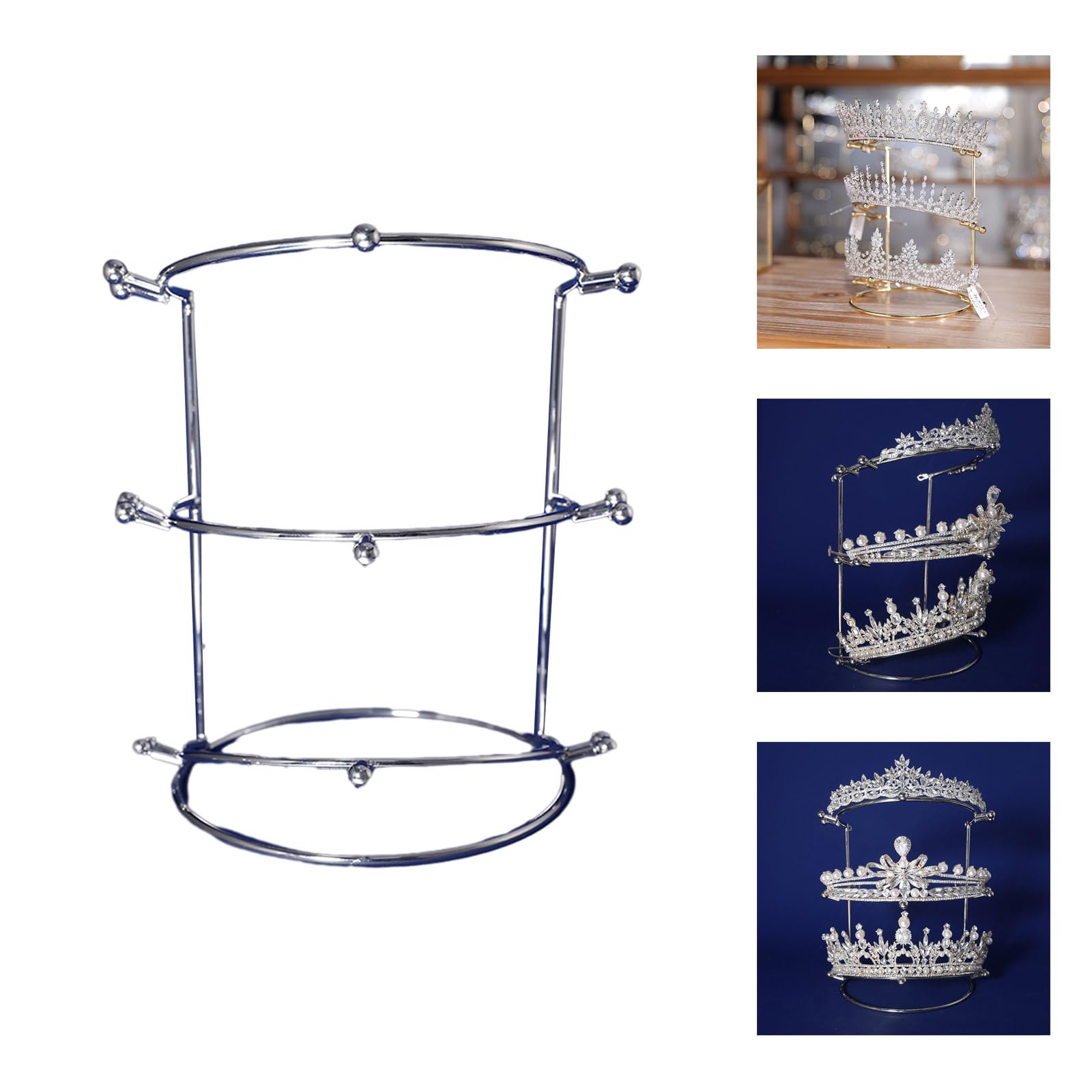 Necvior Tiaras Display Stand Crowns Holder Crystal Headbands Organiser Can Bridal Crowns Organizers For Exhibition Showcases