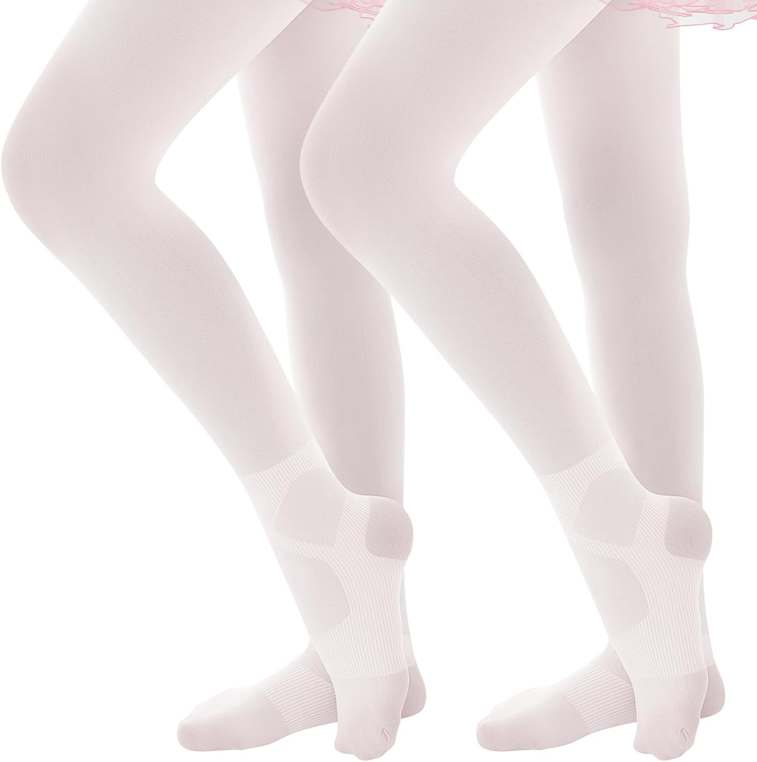 Haloumoning 2 Pairs Girls Ballet Dance Tights Kids Ultra Soft Footed Anti-Sprain Tights Stockings 4-14 Years