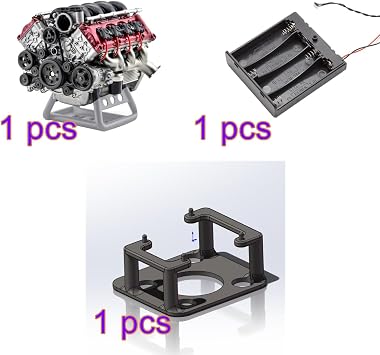 RC V8 Engine Model V8 Engine Assembly Kit Mini V8 Engine Kit V8 Engine Model Kit V8 Engine Model Kit 3D Printed V8 Engine V8 Internal Flame Engine Physics Experiment Toy Gift for Adults -KIT