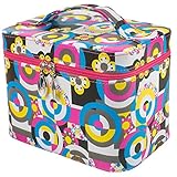 Beauty Make Up Cosmetics and Toiletries Box Bag Case Holder Makeup Tools Nail Care Utensils Organizer Wallet Pouch Made of PU and Polyester With Inbuilt Mirror and Colorful Vintage Designs