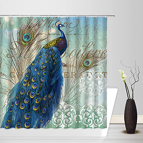 Peacock and Peacock Feather Shower Curtain 2023
