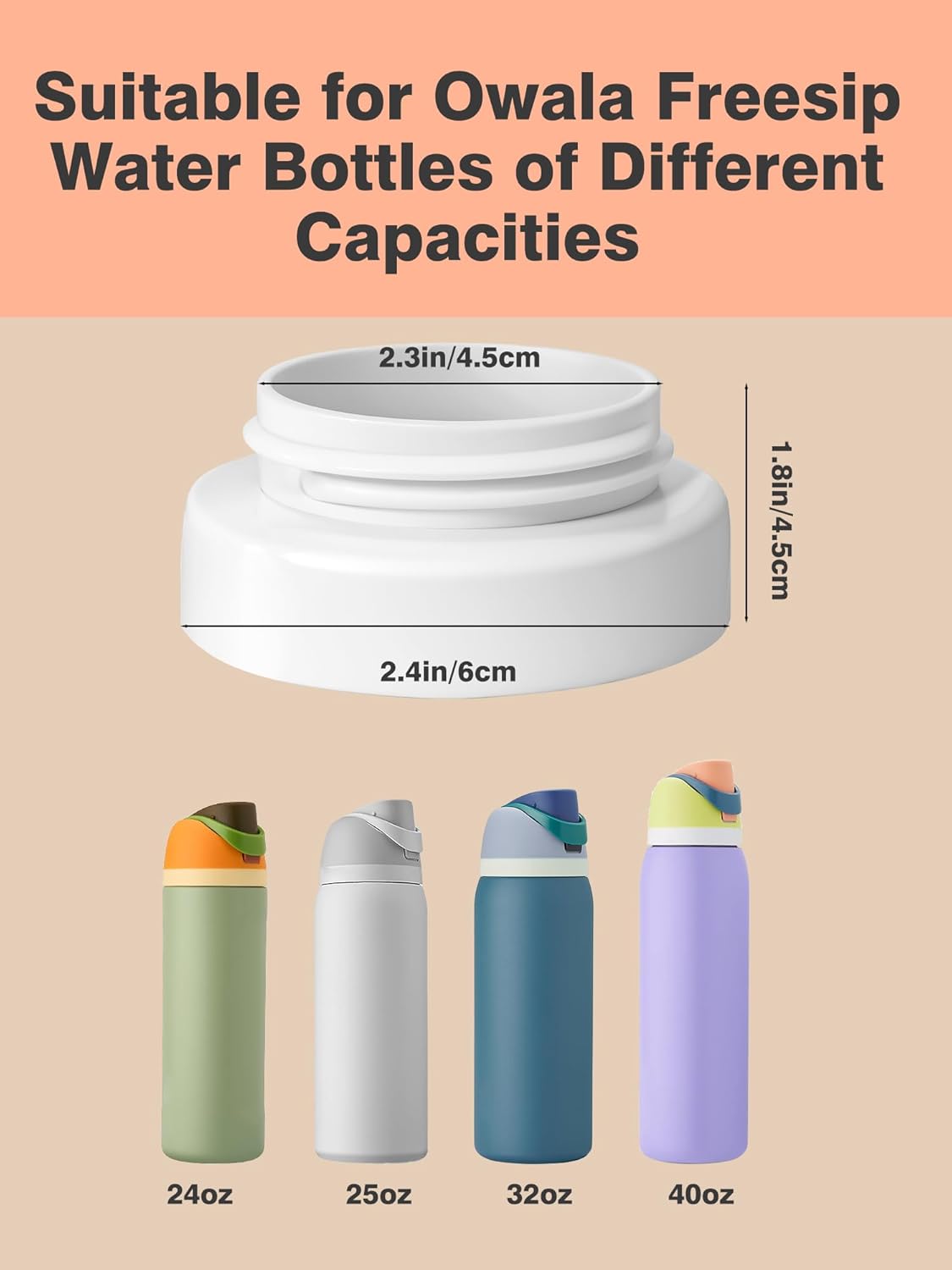 YOUSHARES Water Bottle Adapter Compatible with Owala FreeSip Insulated Stainless Steel 24/25/32/40 oz, Flavor Cartridges Adapter, Bottle Adapter Compatible for Owala Cup, Water Bottle Accessories