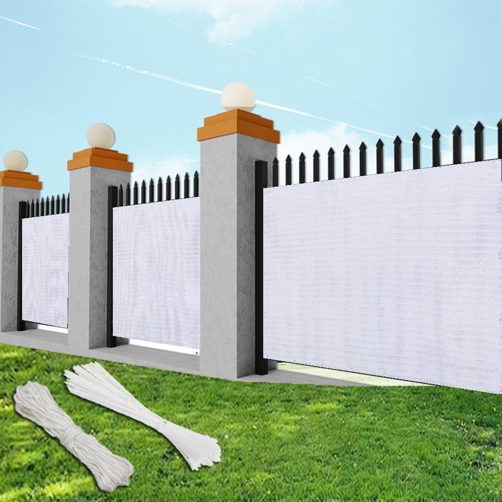Copertura per protezione dal vento e dai raggi UV, resistente alle intemperie, con occhielli, fascette stringicavo in nylon, colore bianco, 85 x 450 cm, ideale per spazi esterni ed eventi
