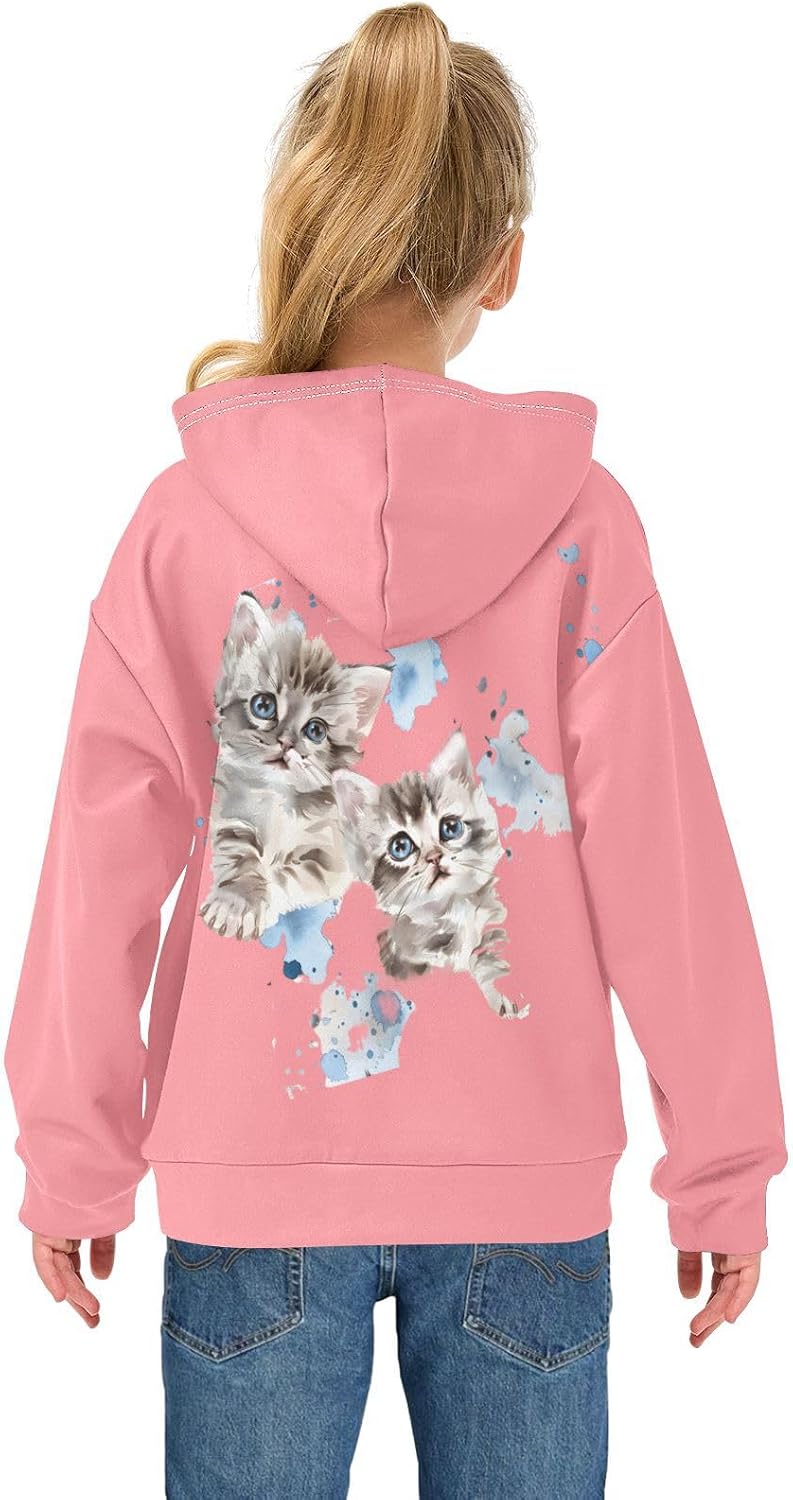 ALAZA cute Cats Kitten Hoodies Sweatshirt for Boys Girls Kids Hooded Pullover Top