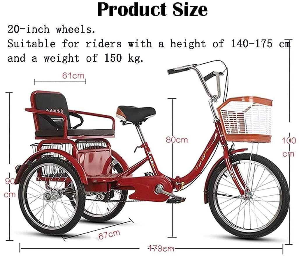 PAGOIAAR Adult Cargo Tricycles Beach Cruiser Bikes Shopping Tricycles for Adult, 3 Wheel Bikes Adult Tricycle, Three-Wheeled Bicycles with Shopping Basket Comfortable Seat for Seniors, Women