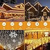 LED Eisregen Lichterkette Außen, WOWDSGN 10M 440LED Eiszapfen Lichterkette mit Timer 8 Modi IP44 wasserdicht Strombetrieben, Lichtervorhang für Weihnachten Dachkante Dachrinne Terrasse Balkon Warmweiß #3