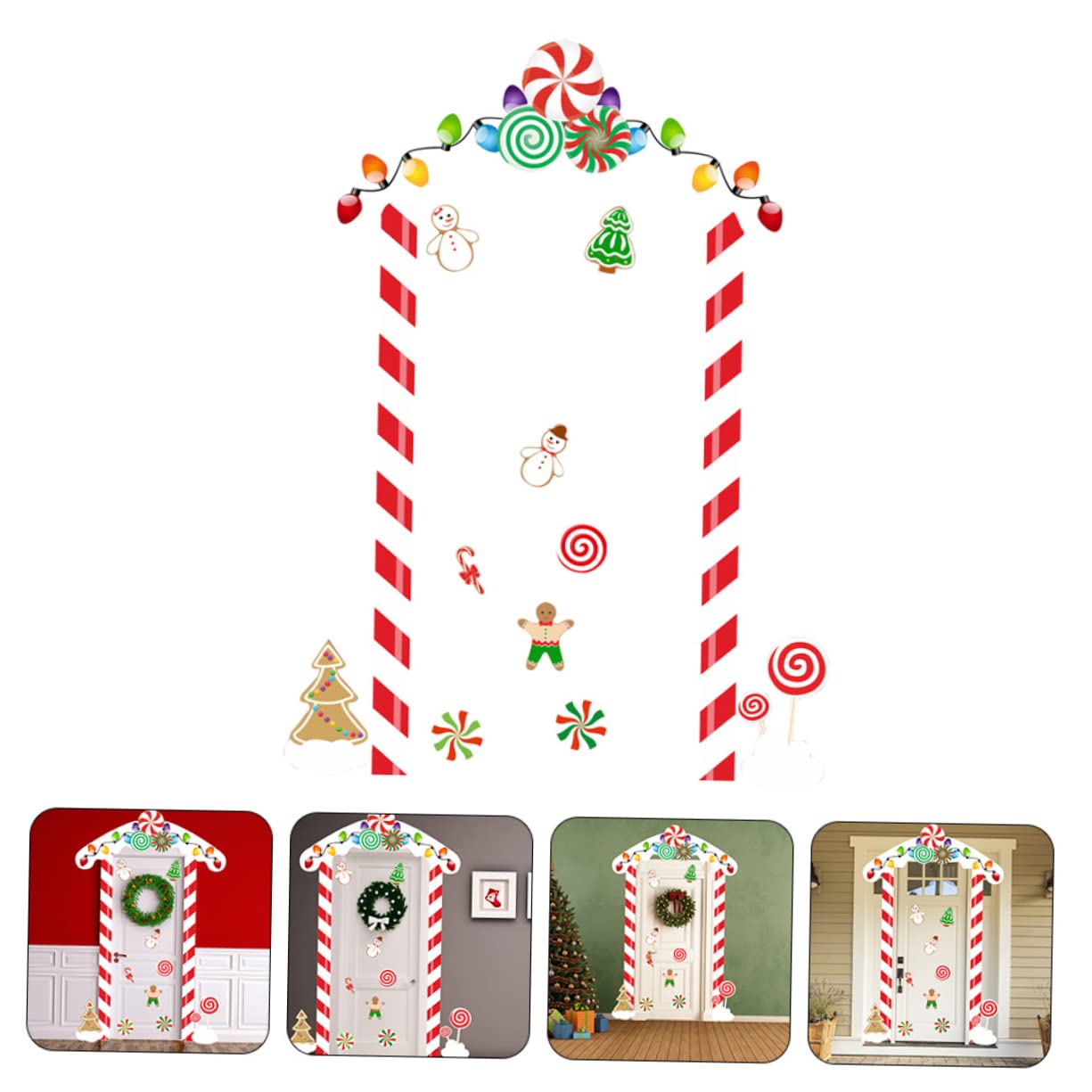 HOMSFOU 2juegos Calcomanías Navideñas De Puerta y Chimenea Decoraciones Prácticas Para Fiestas Stickers De Navidad Para Interiores y Exteriores