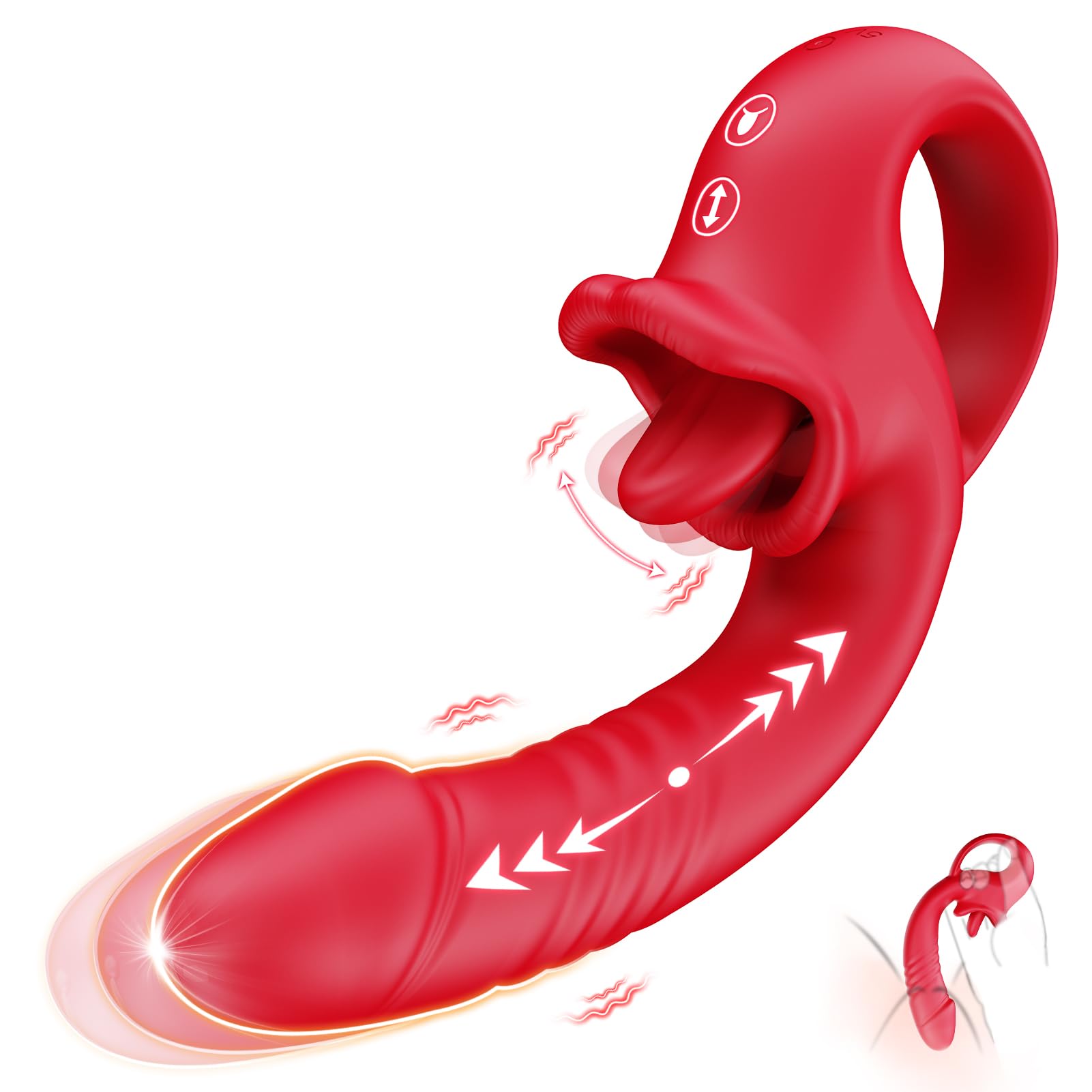 Vibrador consolador de empuje, juguetes sexuales para mujeres, consoladores, juguetes para adultos, vibrador para lamer el punto G y el clítoris con 10 vibraciones de empuje y 10 modos de lamido con la lengua, estimulador de clítoris de silicona para parejas, color rosa
