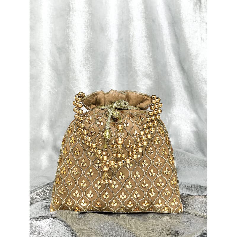 Image of Aheli Potli Purses Gift for Women Handmade Evening Handbag Stylish Bridal Fashion Wristlet