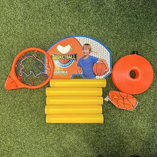 Image of Prime Adjustable Height Basketball Set for Kids with Stand and Ball Portable Basket Ball Set with Board Ring Net Ball for Kids Playing and Gifting Use Pack of 1 (Basket Ball Set)