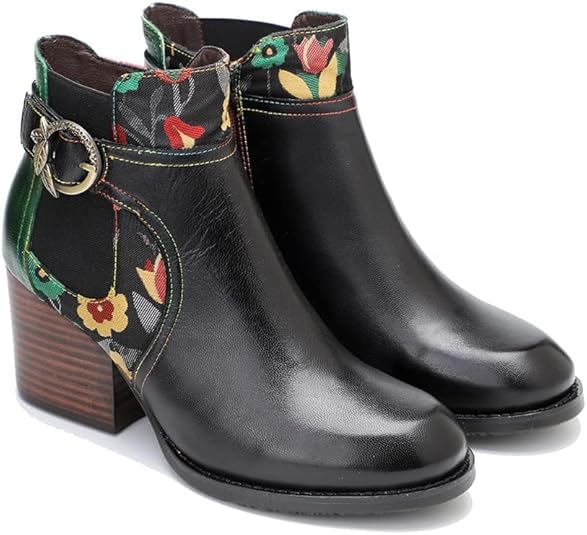 SOCOFY Enkellaarzen voor dames, winterlaarzen, leren laarzen SOCOFY Enkellaarzen voor dames, winterlaarzen, leren laarzen