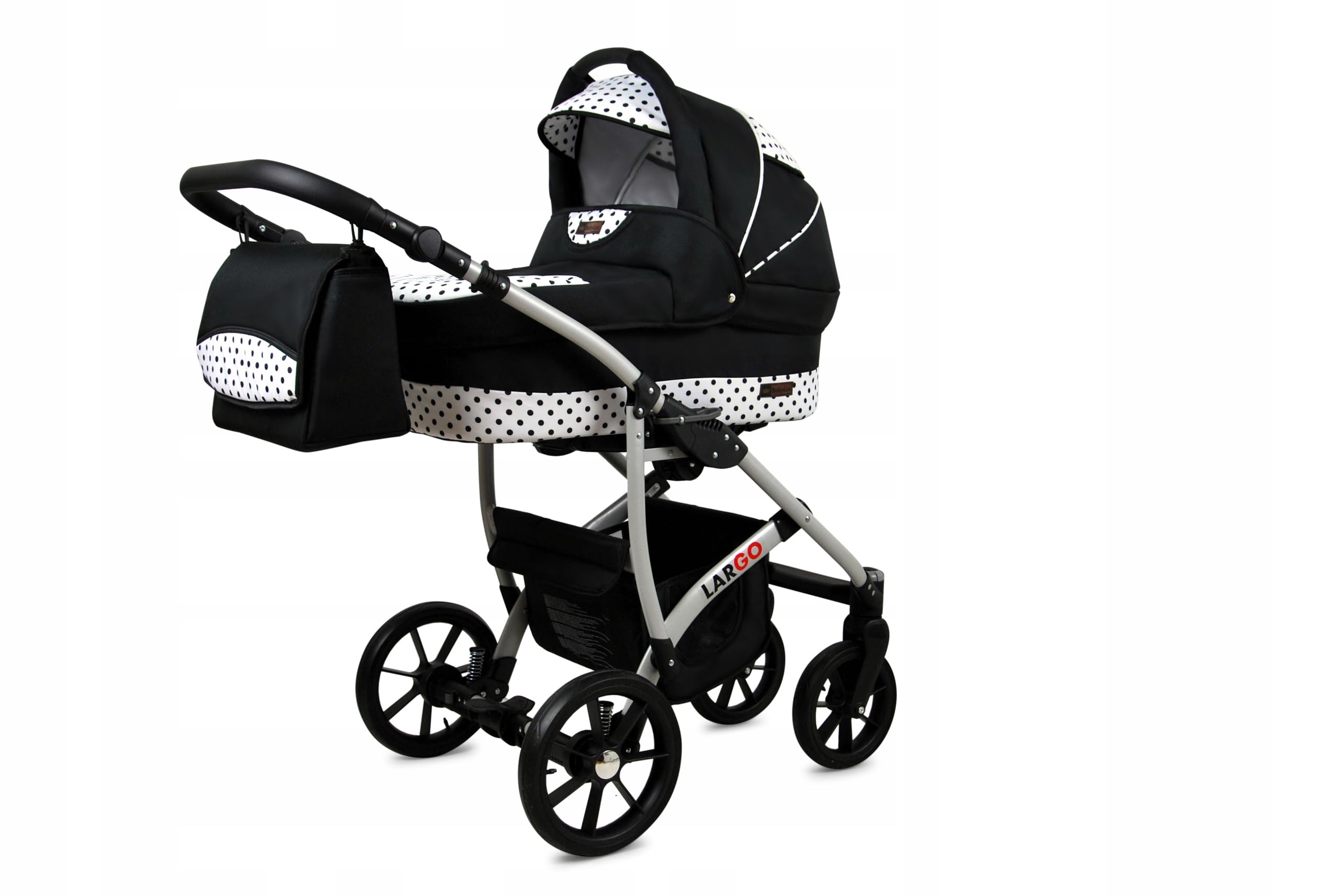 BabyLux Zestaw wózków dziecięcych 4 w 1 – Largo – w zestawie wanienka dla niemowląt, fotelik sportowy, fotelik samochodowy, stacja bazowa ISOFIX – fotelik samochodowy – zestaw wózków dziecięcych