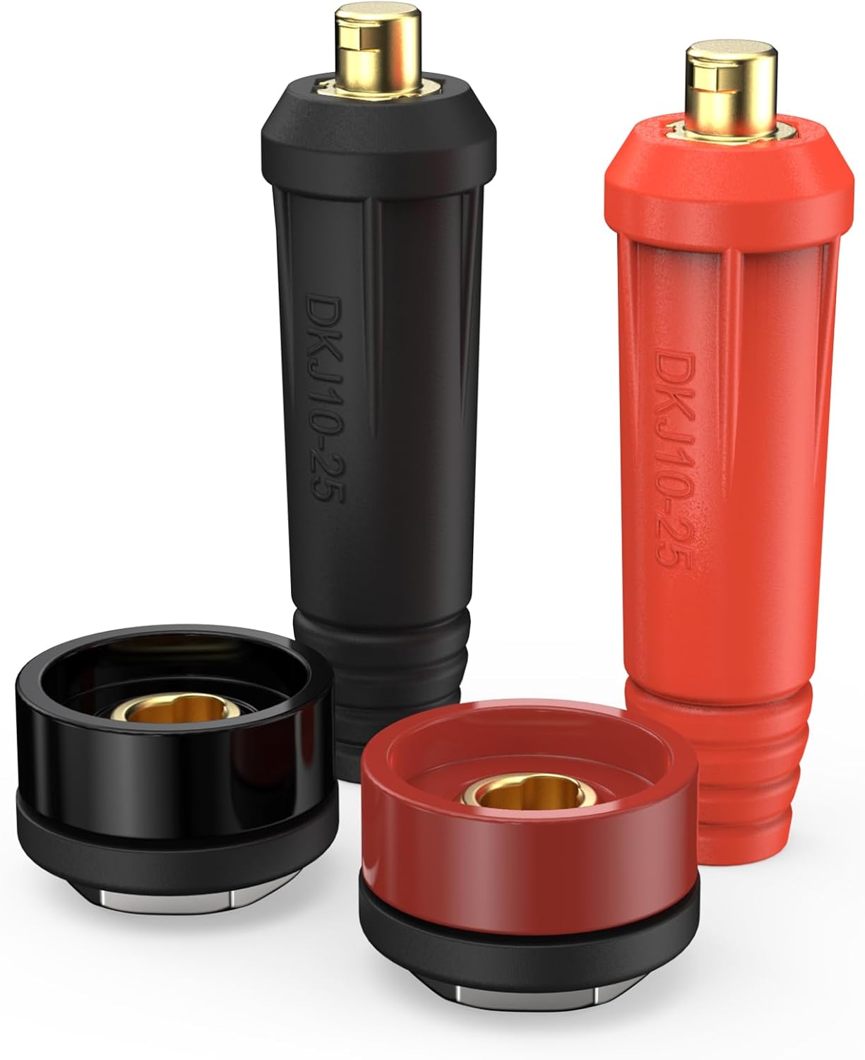 YESWELDER Welding Cable Panel Connector, Plug & Socket Set DKJ35-50 & DKZ35-50 160-315Amp Red & Black Color Dinse-Style Quick Fitting 4Pcs
