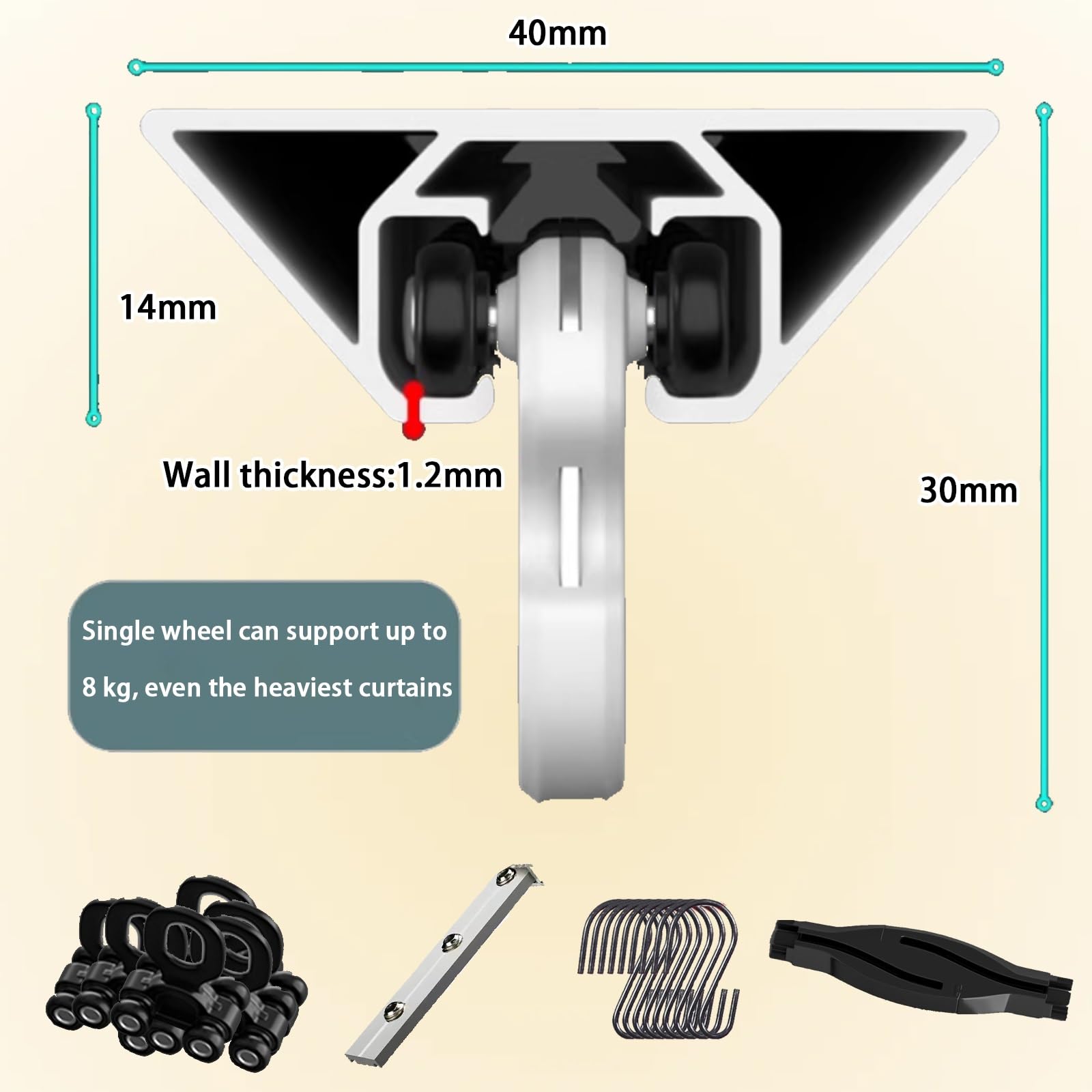 Asta bianca senza trapano, 100-400 cm, regolabile, in alluminio, montaggio a soffitto per divisori, bagno, spogliatoio (bianco, 400 cm)