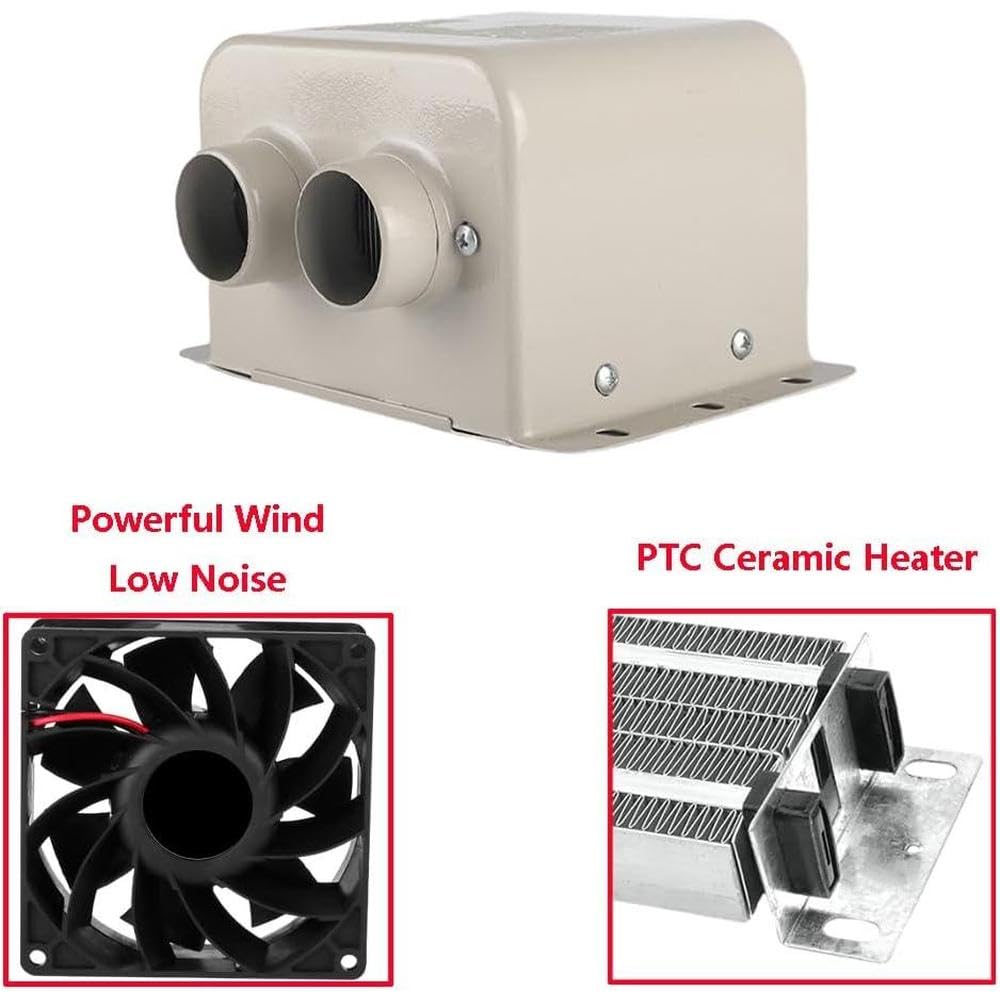 Riloer para Autocaravana, 12 V, 800 W, 2 Orificios, portátil, de Invierno, desempañador y descongelador de Parabrisas, Ventilador Compatible con Varios vehículos de 12 V.