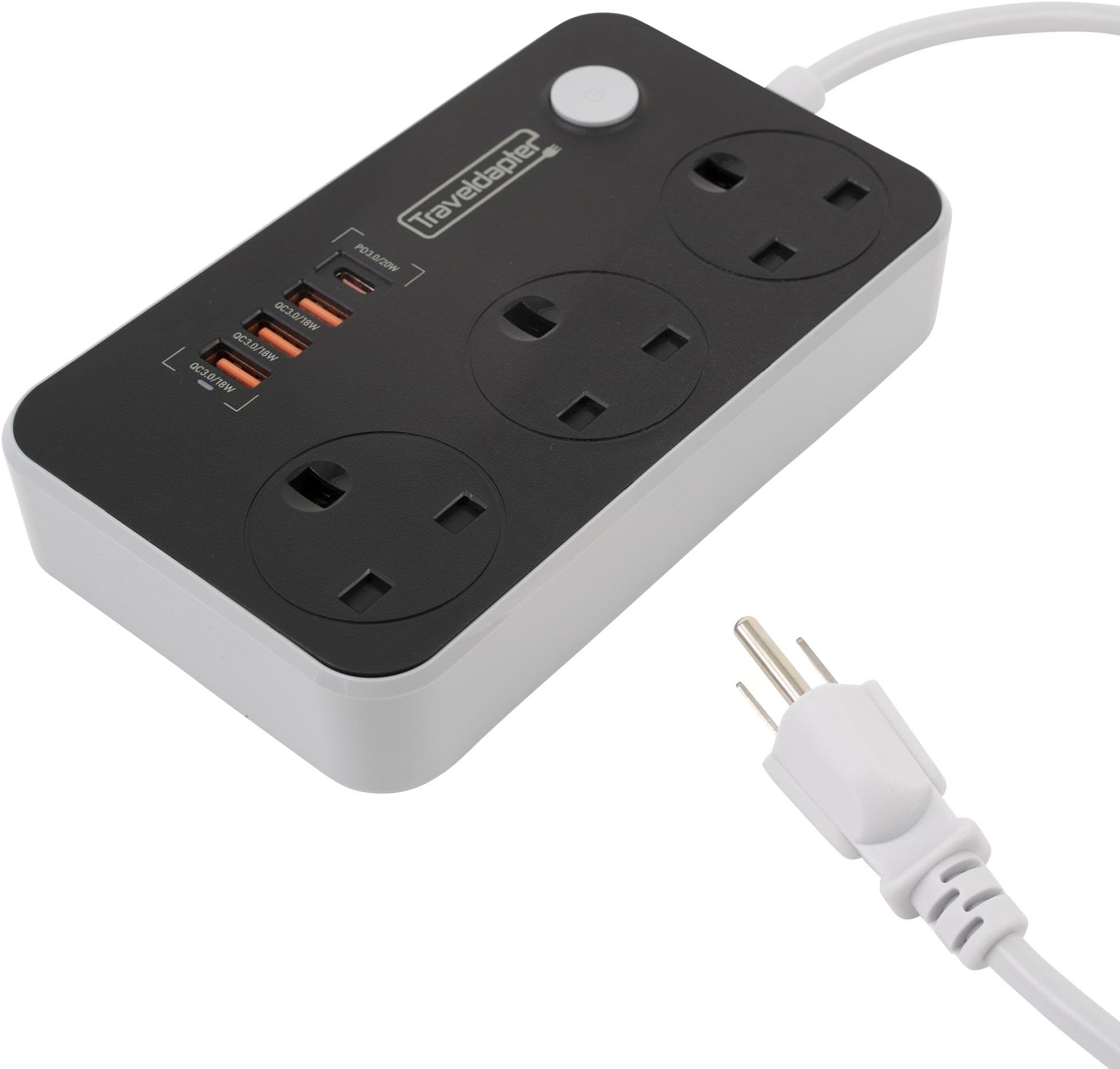 Travel Adapter Uk To Samoa Usb Usbc Grounded 3 Pin Earthed Plug Switched Extension Lead 2 M
