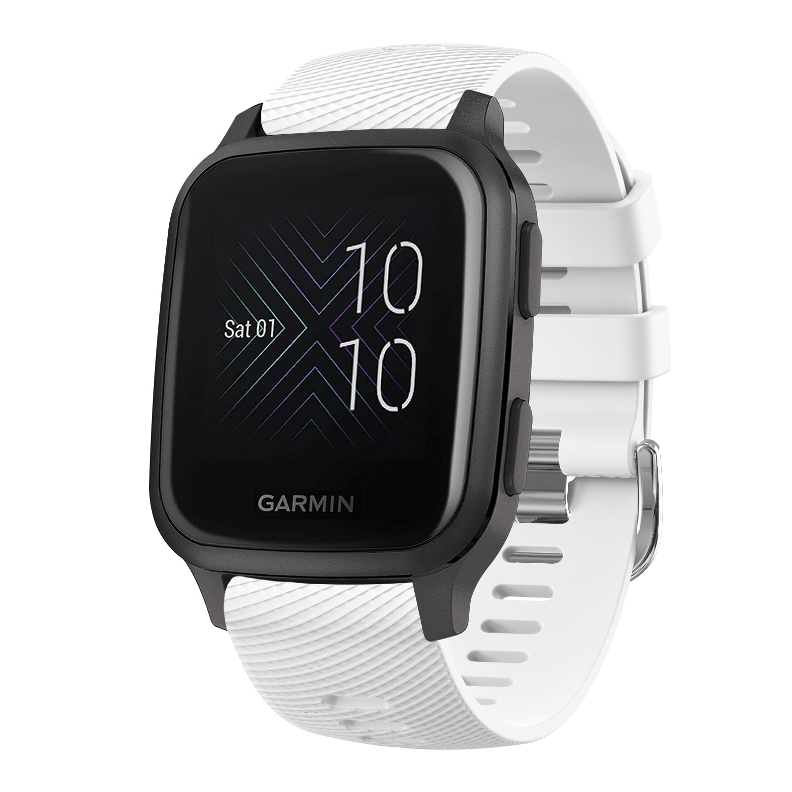 Strap for Garmin Venu Sq 2/Venu 2 Plus/Venu/Vivoactive 3/3 Music Strap, 20mmAdjustable Soft Silicone Band for Forerunner 55/645/245 (White) — image 1