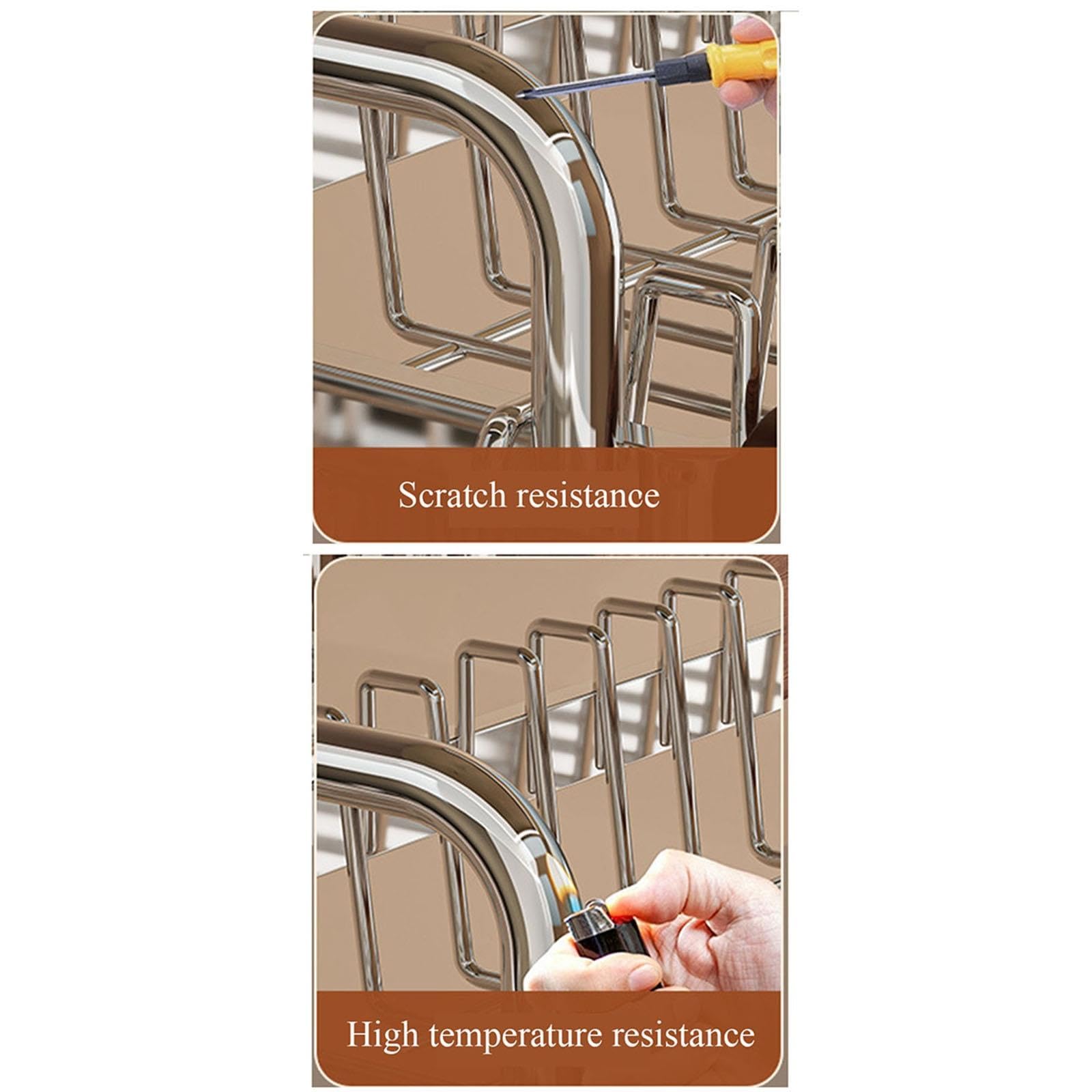 Escurridor de cocina de acero inoxidable, diseño que ahorra espacio para secar platos, cubiertos y utensilios, duradero y resistente al óxido, fácil de limpiar, cabe en encimeras