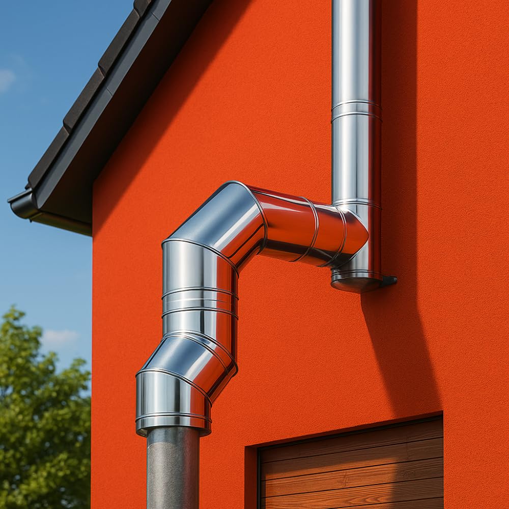 FORTUNATO Curva 90° per Canna Fumaria, Doppia Parete, Diametro 180/230 mm, Acciaio Inox AISI 316L/304 Spessore 0,5 mm