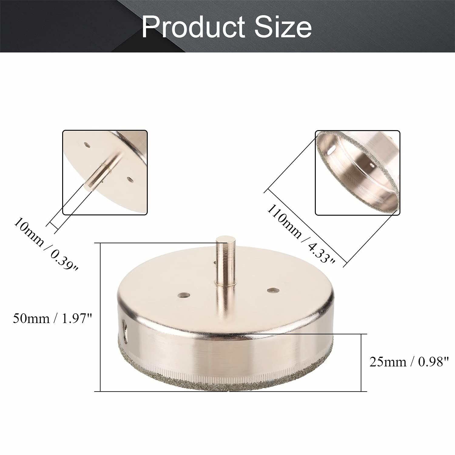 Utoolmart 110mm/4.29 inch Diamond Drill Bit Hole Saw for Tile Glass Marble Granite Fiberglass Ceramic Tool