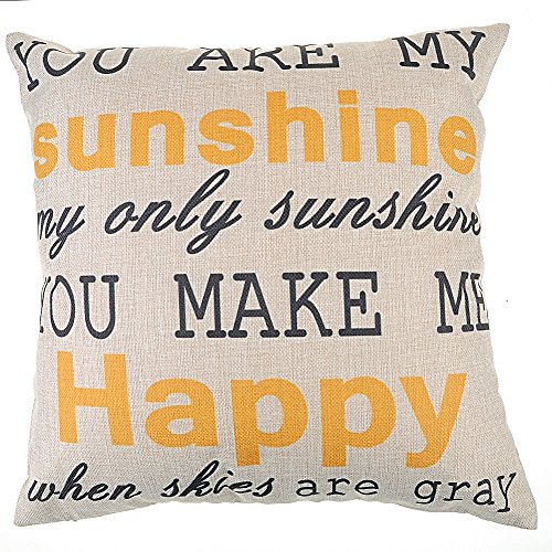 Ambrelia 18"X18" Cotton Linen Cushion Covers Decorative Pillow Case with Writing for Sofa (style1)
